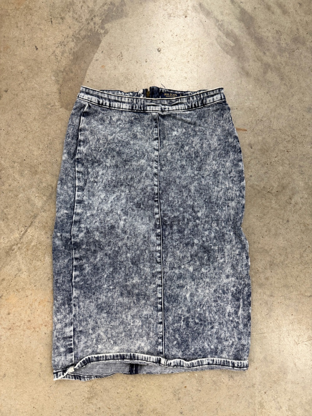 Acid Wash Blue Pencil Skirt with Rear Zip
